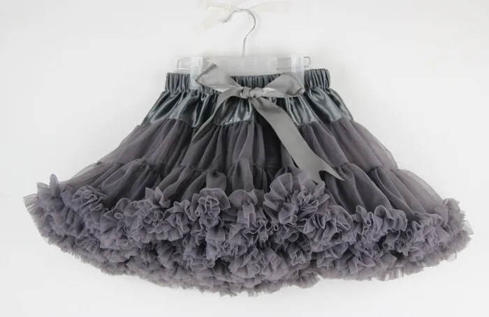 Пушистая шифоновая юбка-американка юбка-пачка для девочек 2-18 лет юбка для танцев рождественская нижняя юбка из тюля - Цвет: Deep Grey