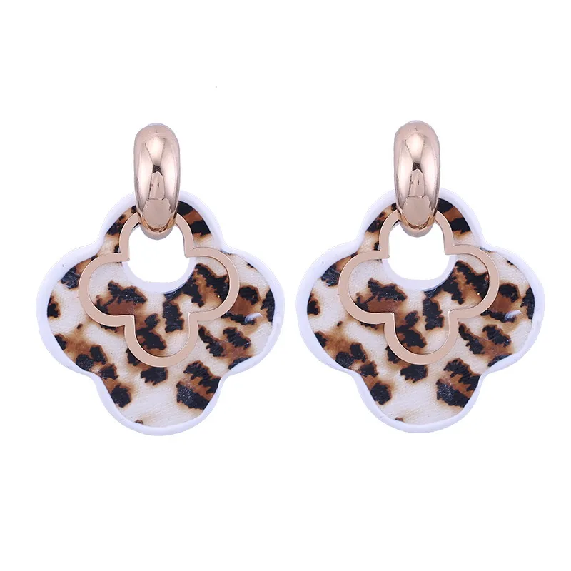 

Sehouran Big Drop Earrings For Woman Artificial Leather Pendants Earrings Long With Copper Flower Pendientes Earring Jewelry