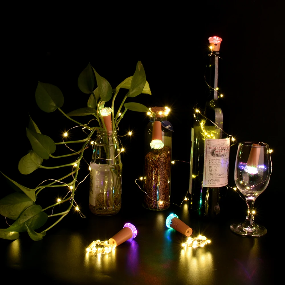 6 шт. многоцветная светодиодная бутылка пробковый свет для гирлянды Фея вечерние стеклянная бутылка для декора освещение встроенный аккумулятор гирлянда в бутылке