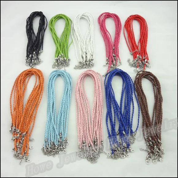 

40pcs/3 mm braided leather cord Necklace Lobster Clasp Fit Accessories DIY Bracelets&Necklace Make