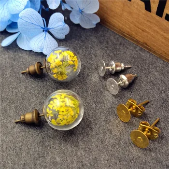 

50sets(25pairs)12x3mm glass globe with ear stud findings set glass bottle glass vial pendant earrings accessory