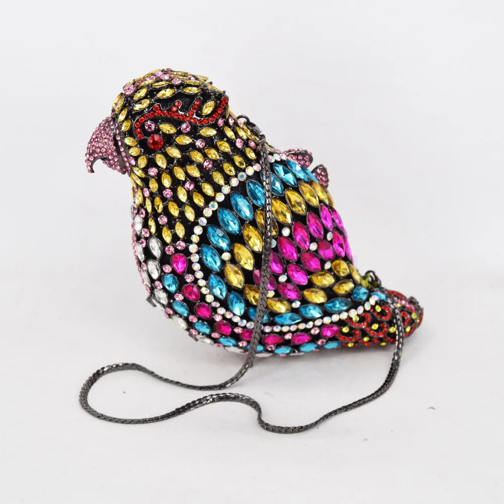 Новейшее дизайнерское ожерелье с животными вечерняя сумка многоцветный попугай алмаз Выпускной свадебный клатч невесты сумка для ужина женская элегантная сумочка 529
