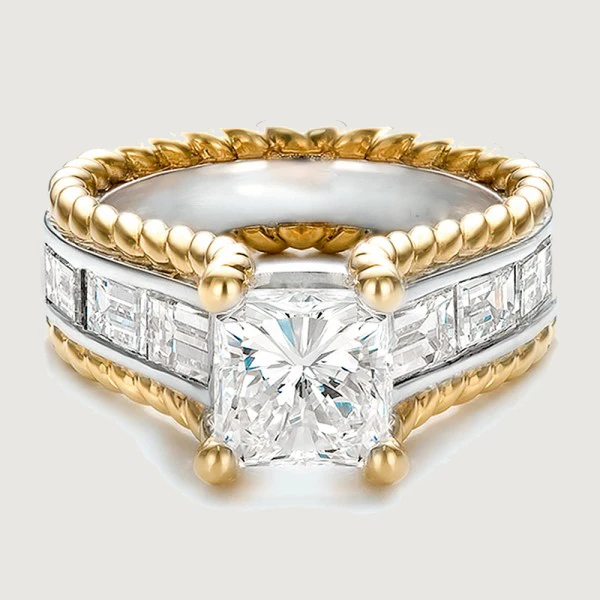 

2017 new promotion Gold Color Big Oval-cut 5ct square Shaped Clear Cubic Zirconia Finger Ring for women