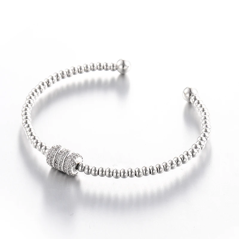 

CHRAN Shining Crystal Beads Cuff Bangle Bracelets for Women Exquisite Open End Ladies Jewelry Bijoux Femme