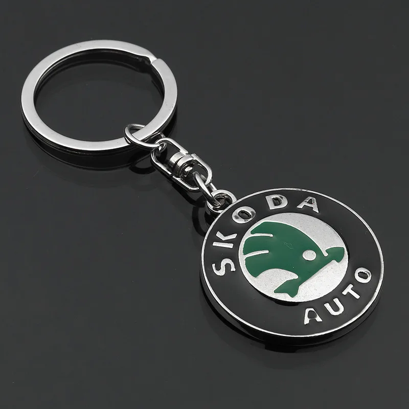 

3D Metal keychain car logo keychain Creative Color key ring key holder rotatable key chain auto accessories for Skoda