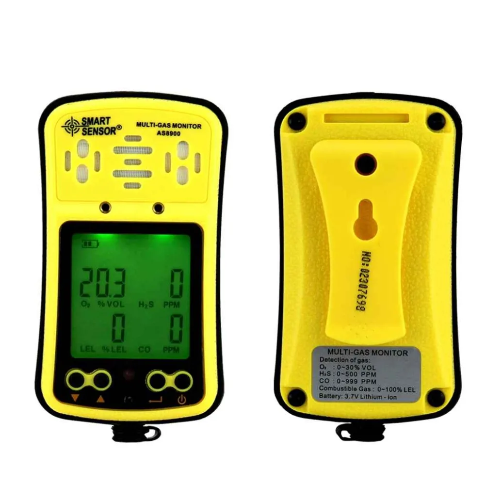 

SMART SENSOR EU Detector Tester Digital O2/H2S/CO/Combustible Air Meter 4 in 1 Oxygen Carbon Monoxide Hydrogen Sulfide AS8900