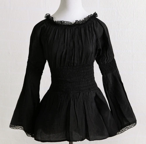 Para mujer gótica victoriana de encaje campesinas WhiteBLACK blusas de manga larga Hippie Boho Top|boho comforters|top teddyboho hippie AliExpress