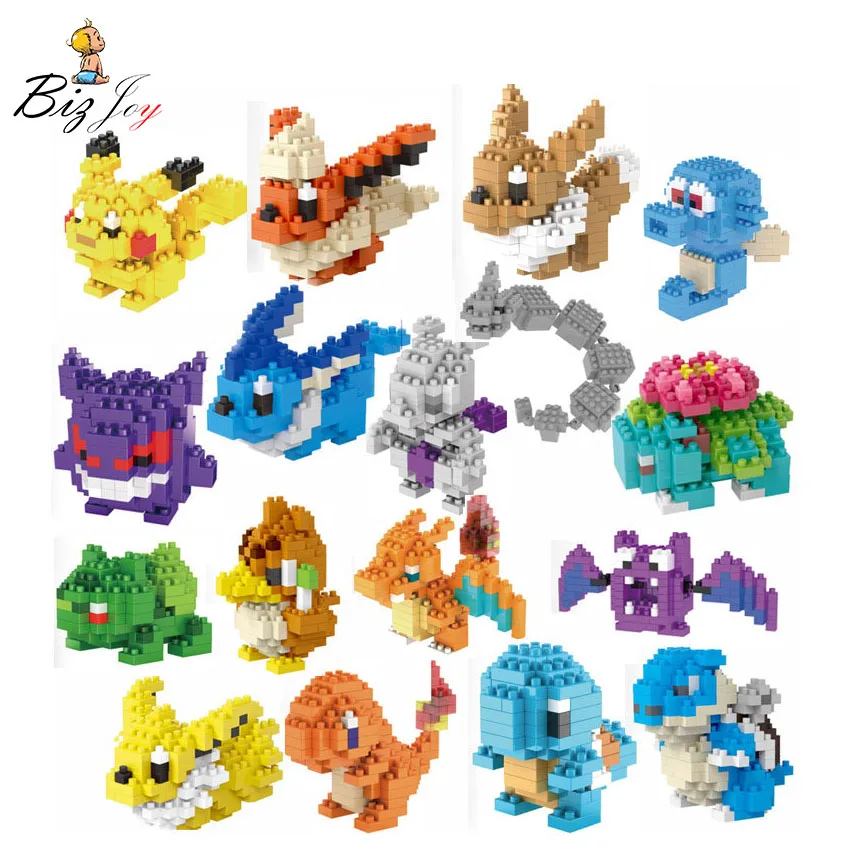 

HOT! LNO Blocks educational toys Pikachu Charizard Bulbasaur Squirtle NO retail box anime doll children Xmas birthday gifts kids
