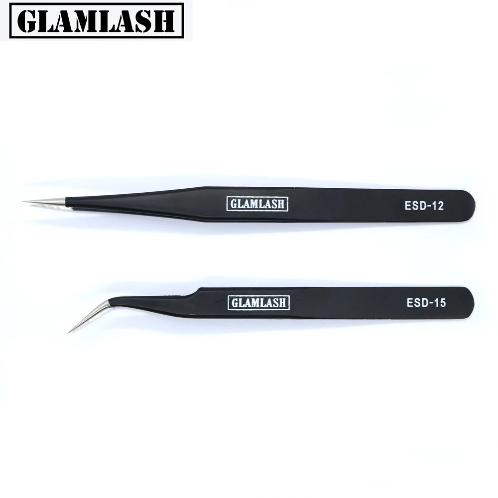 

Glamlash ESD-12 ESD-15 Anti-static Tweezer Curved Tweezer Straight Tip Tweezer Makeup Tool