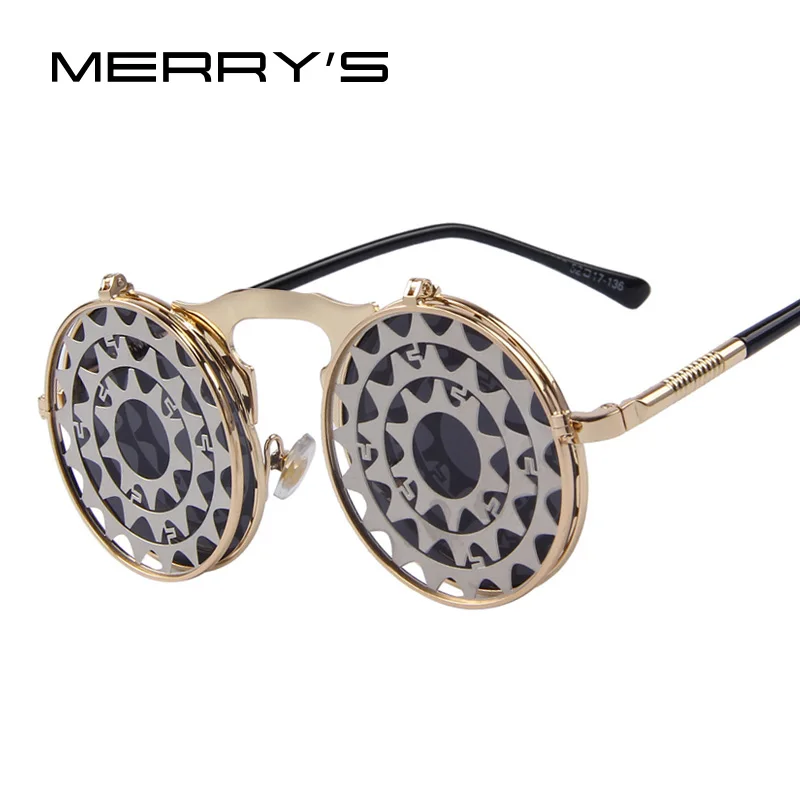 

MERRY'S Steam Punk Gothic Vintage Clamshell Sunglasses Personality Clamshell Glasses Metal Punk Sun glasses
