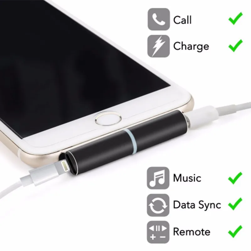2in1 Audio Adapter For 8 pin to Earphone Headphone headset