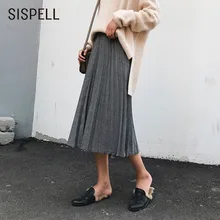 SISPELL Женская юбка эластичная высокая талия а линия миди плиссированные женские юбки винтажная клетчатая модная одежда в английском стиле новинка