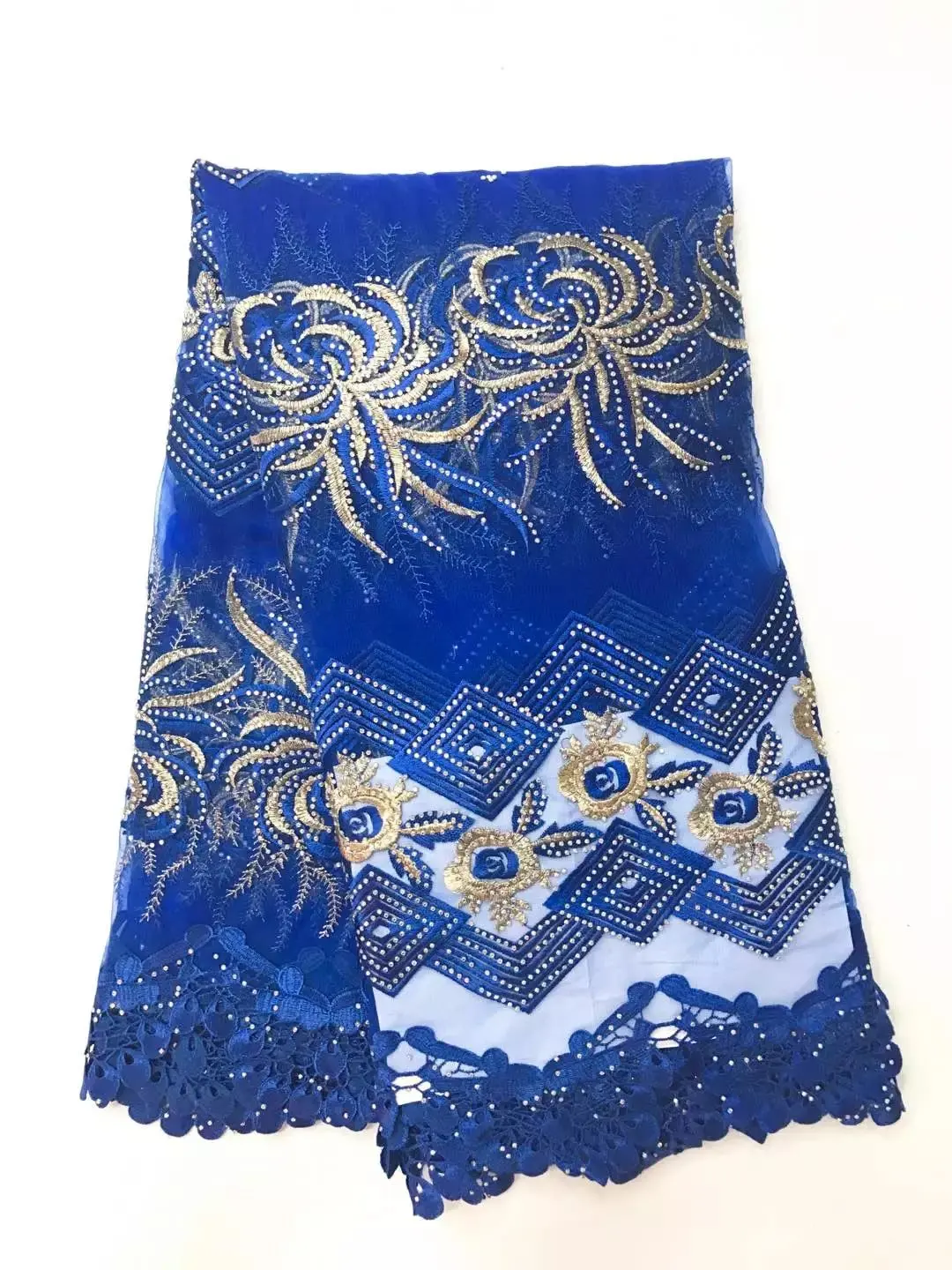 

Allover sequins 5 yards African french lace tulle fabric matching beaded stones Aso Oke Full length headtie gele wrapJ006