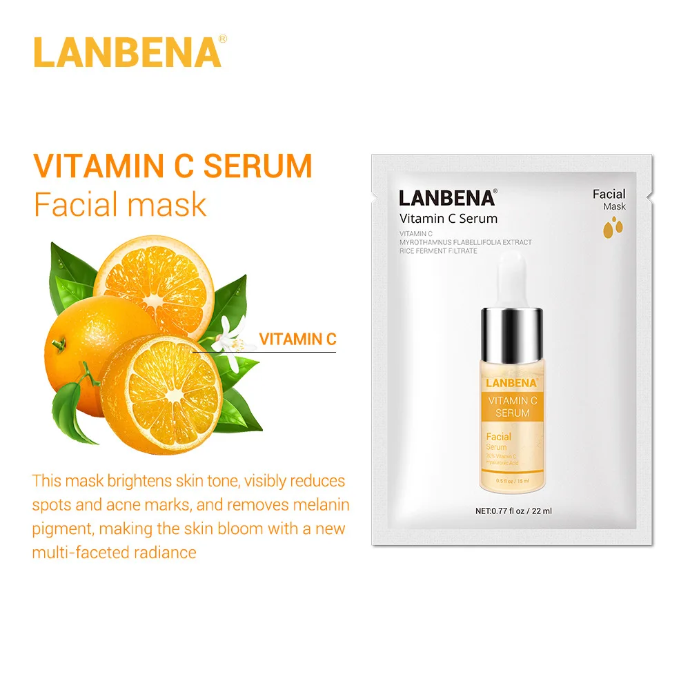 LANBENA, гиалуроновая кислота, витамин С, маски для лица, сыворотка, черника, лист, маска, увлажняющая, против старения, отбеливающая, уход за кожей лица TSLM1