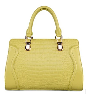 Новая мода женская сумка из натуральной кожи крокодиловая большая сумка через плечо сумка - Цвет: Lemon yellow small