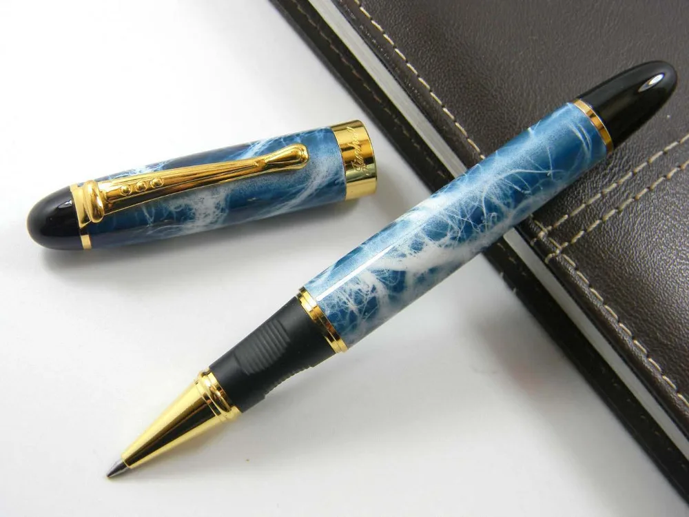 450 Blue Marble Golden Trim 0.5MM Roller ball Penin Ballpoint Pens