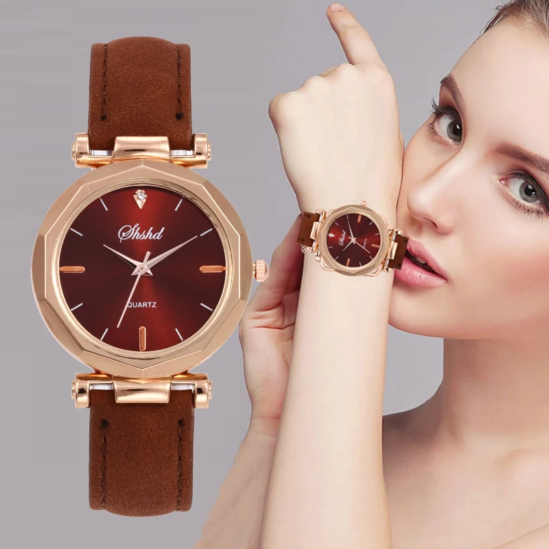 

Limited luxury Women's Watch Fashion Rose Gold Leather ladies Watches For Women Bracelet dress quartz wristwatches reloj mujer