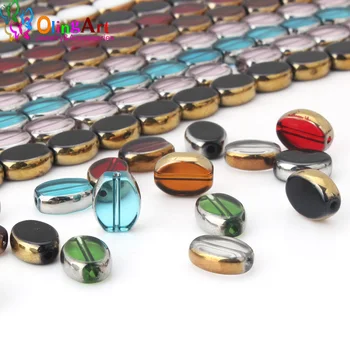 

OlingArt 13 /11/9MM Glass Metal Plated Crystal Multicolor mixing Oval shape bead DIY Necklace Bracelet Jewelry Making