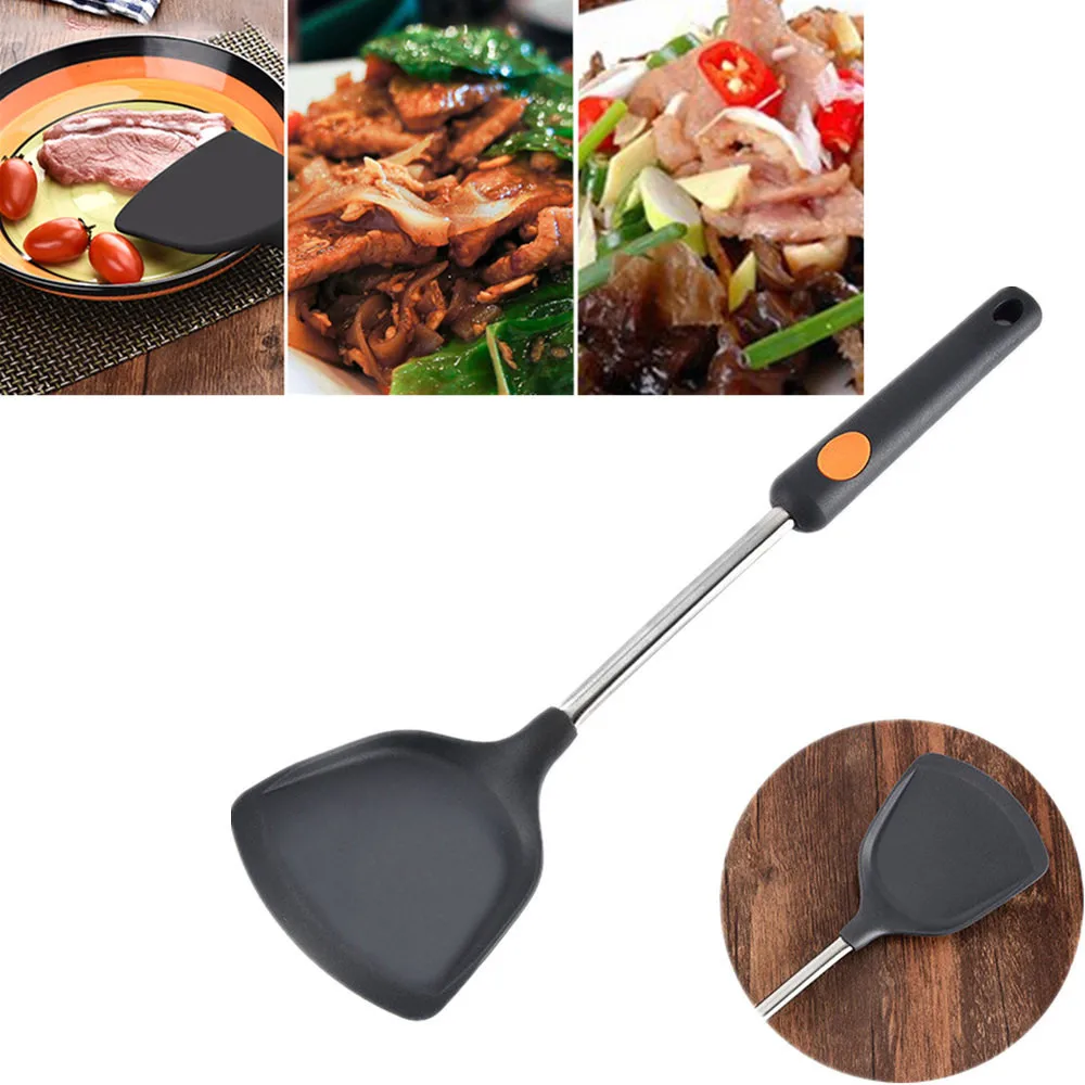 Силиконовая антипригарная лопатка с длинной ручкой, утолщенная лопата, кухонные гаджеты, инструменты, сковорода для яиц, рыбы, совок, жареная кухонная утварь