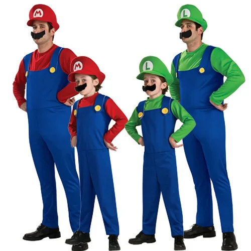 

Halloween Costumes Funny Super Mario Luigi Brother Costume Kids Children Boys Girls Fantasia Cosplay Jumpsuit