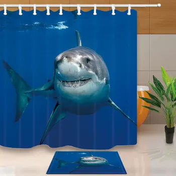 

Bathroom Shower Curtains Under the sea Shark Bathroom Curtains Polyester Fabric Waterproof Mildew Proof Bath Screen With Hooks