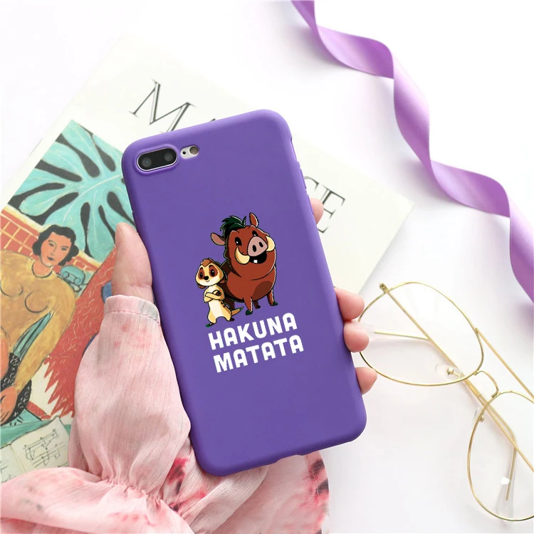 Новинка, лучший чехол с изображением короля льва, роскошный цветной Мягкий силиконовый чехол Hakuna Matata для iPhone X 8 7 6S Plus 11 Pro