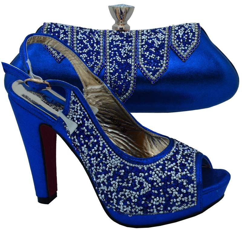 B8025 Teal Color African shoes matching bag set High quality material shoes and bag for Wholesales