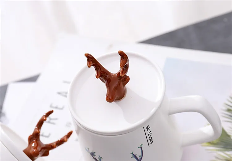 Nordic INS стиль кофейные кружки креативные рога керамическая чашка с крышкой мультфильм кружка Студенческая детская сок напиток чашки пара чашки подарки