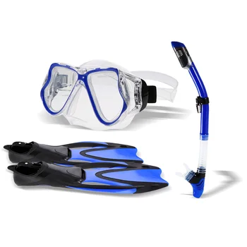 

Snorkel Gear Set Snorkel Tube Fin Tempered Diving Mask for Adult Swimming Fins Diving Glass Foot Fins Flippers Water Sports