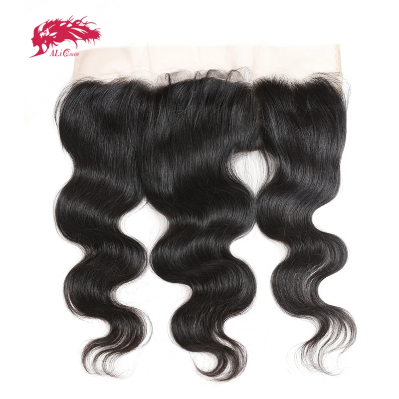 

Ali Queen HD Transparent Lace Frontal Ear to Ear 13X4 Closure with Baby Hair Brazilian Body Wave Free Part Virgin Hair