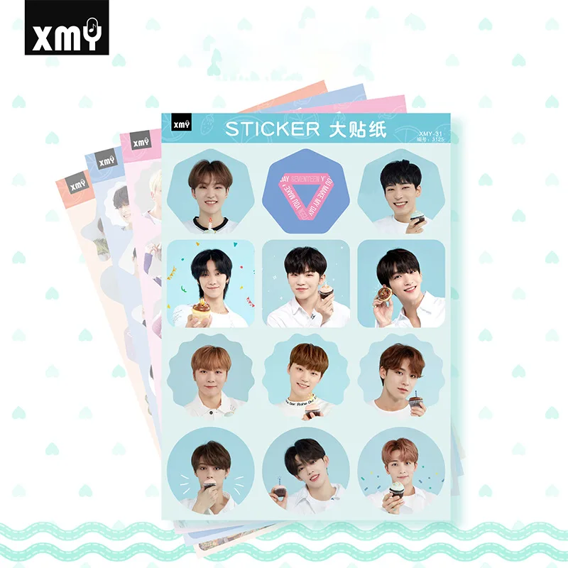 4 шт. Kpop Star NCT127 SEVENTEEN бродячие дети наклейки скрапбук альбом Дневник украшения MONSTA-X красный бархат веер подарочные принадлежности