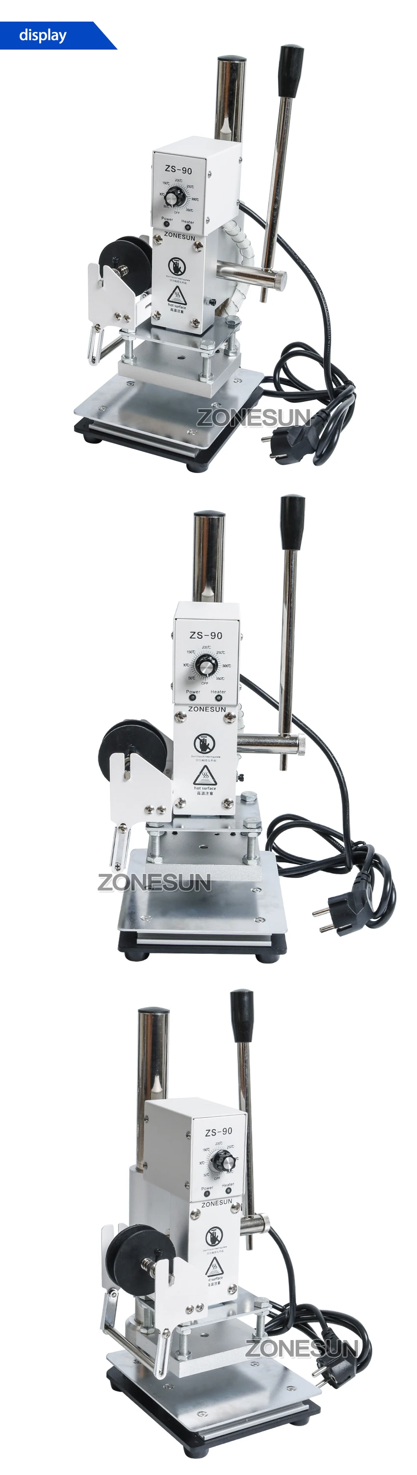 ZONESUN 1 шт. 110 В/220 В ручная маркировочная машина для тиснения горячей Фольги Кожа ПВХ принтер с контролем температуры