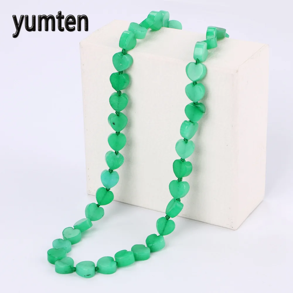 

Yumten Green Chalcedony Necklace Power Stone Love Heart Crystal Women Jewelry Chain Csgo Collana Bijuteria Anime Collares Mujer