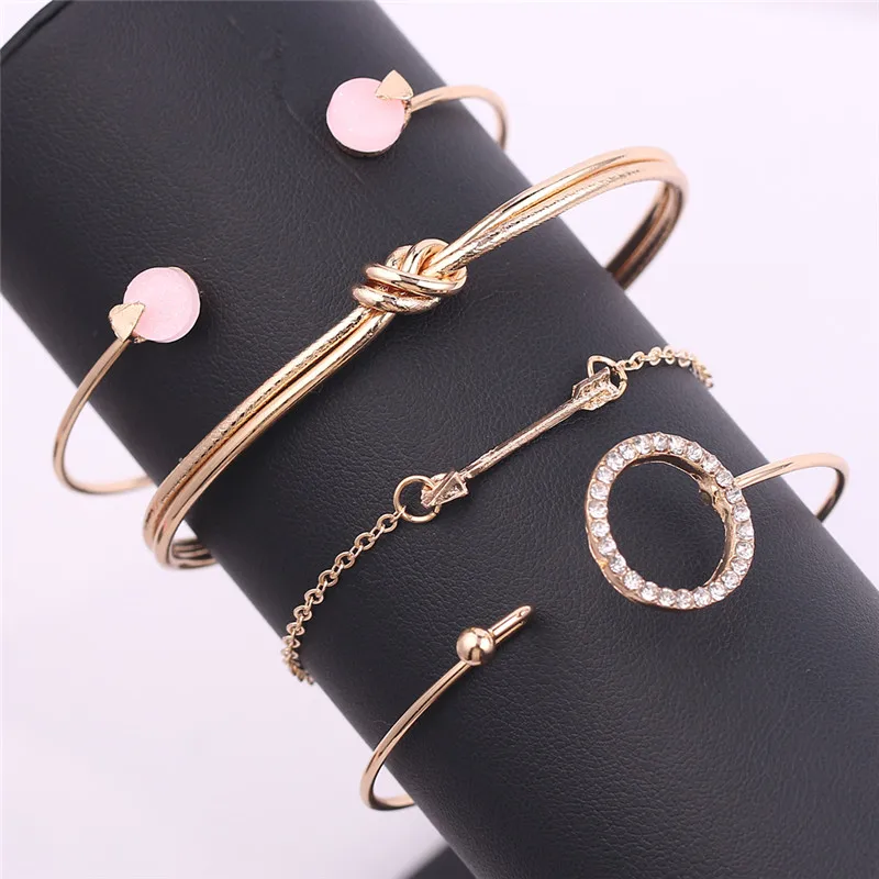 Conjunto De Pulsera Abierta Clásico Cadena de Pulsera Multicapa nudo de Flecha Ajustable Brazaletes