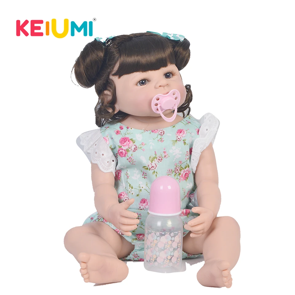 

Wholesale 22' 55 cm Reborn Baby Girl Full Silicone Body Reborn Dolls Lifelike Kids Playmate Baby Toys Girl Christmas Gifts