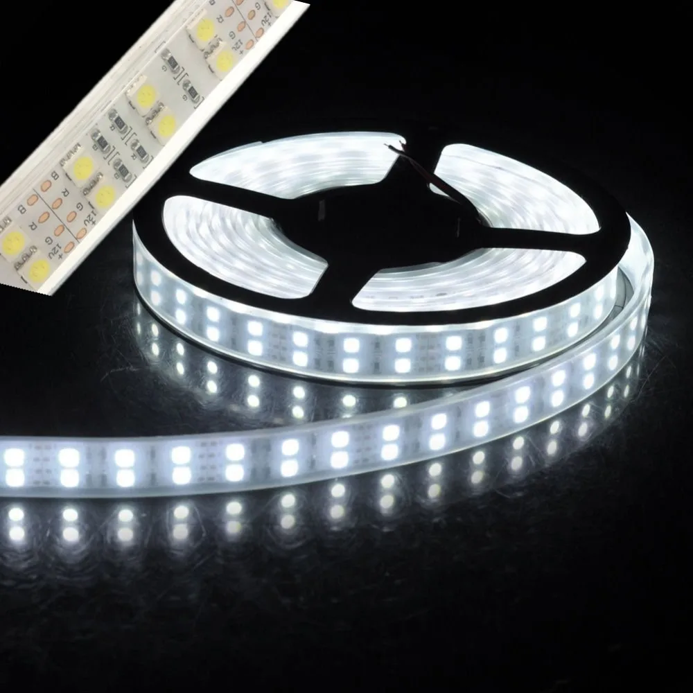 led strip light 5050 silicon tube rope ribbon waterproof ip67 double row 600led 5m dc 12V 3000K 6500k white warm white RGB tape led strip light 5050 silicon tube rope ribbon waterproof ip67 double row 600led 5m dc 12V 3000K 6500k white warm white RGB tape
