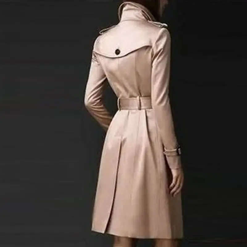 Elegant Vintage Long Trench Coat Women Autumn Casual Office England Ladies Slim Thin Overcoat Pocket 2019 Fall Female Outerwear