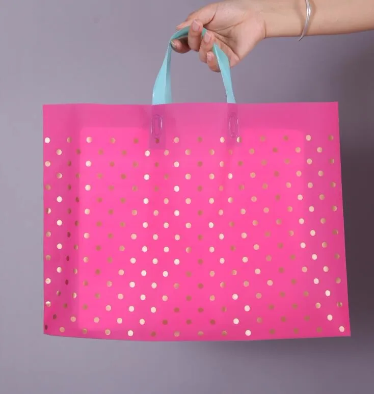 Пластиковый упаковочный мешок 50 шт сумка для покупок хорошее качество пластиковые пакеты пластиковые подарочные пакеты с ручками - Цвет: Pink
