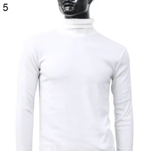 Men Fashion Winter Warm Polo Neck Solid Color Pullover Slim Sweater Jumper Top