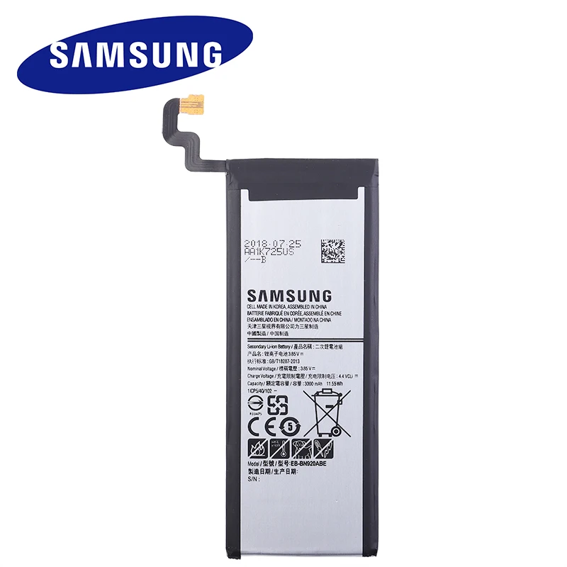 EB-BN920ABE Замена Батарея для samsung Galaxy Note 5 SM-N9208 Note5 N9208 N9200 N920t N920c Аутентичные EB-BN920ABE 3000 мА-ч