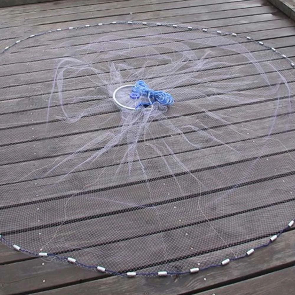 

Fishing Net Hand Throw Mesh Hand Sprinkle Spinning Net Aluminum Ring Finefish Network with Sinker