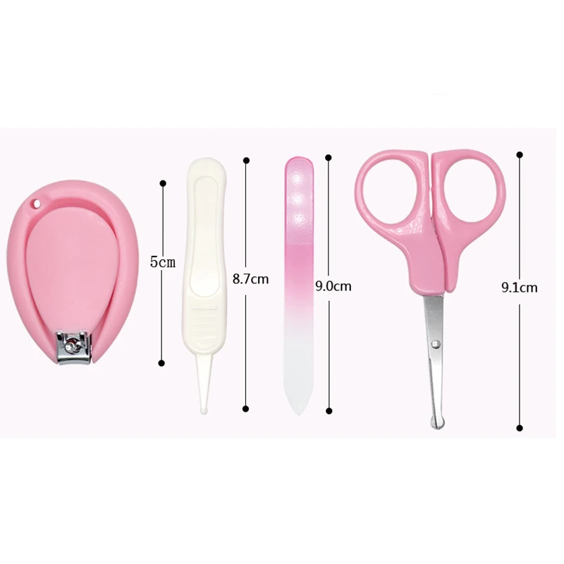 4 Pcs Baby Manicure Set Plastic Stainless Steel Finger Toe Nail Clipper Scissor Cutter Kit Children Kids Nails Care Tool KG66