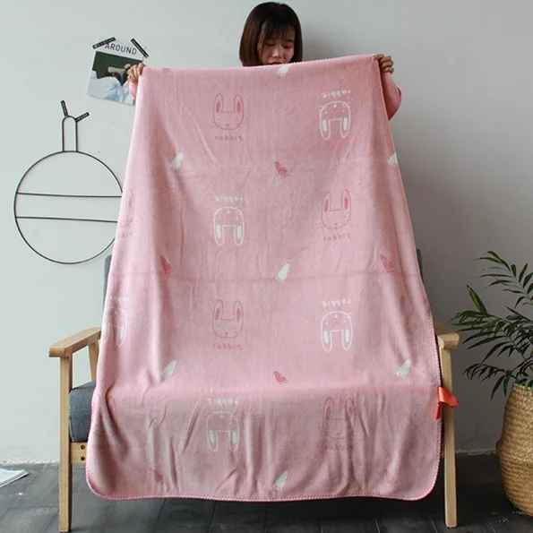 Pink bunny 100X135cm Fish car fox мягкое Фланелевое утяжеленное одеяло для младенцев одеяло для ребенка детское одеяло зимнее толстое одеяло чехол для дивана - Цвет: Pink bunny 100X135cm