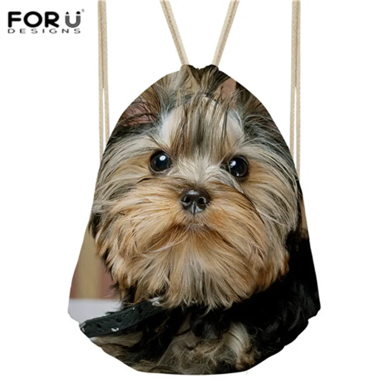 

FORUDESIGNS Yorkshire Terrier Drawstring Bags Unisex Dogs Patten Backpacks 3D Printing Outdoor Sporting Tote For Male Gym Bag