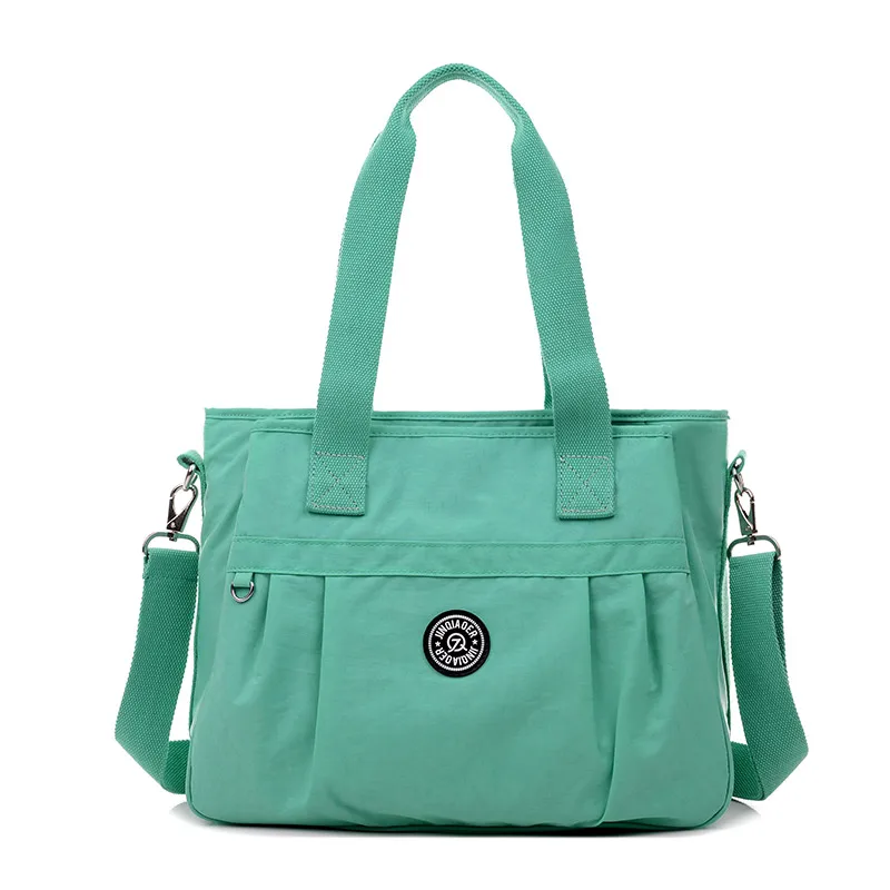 Большая женская нейлоновая водонепроницаемая сумка-тоут для путешествий, женские ручные сумки, сумка через плечо для женщин, женские сумки на плечо, женские сумки W675 - Цвет: light green