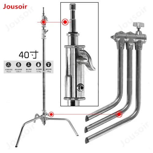 40-дюймовый светодиод сверхмощный стенд для установки света вспышки лампы с кронштейном для вспышки Тип C магия нога Серебряный подшипник 10 кг CD15
