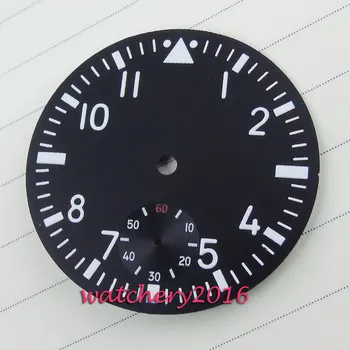 

38.9mm black dial white Number analog Mechancial Hand Wind fit 6498 movement Men's Watch dial