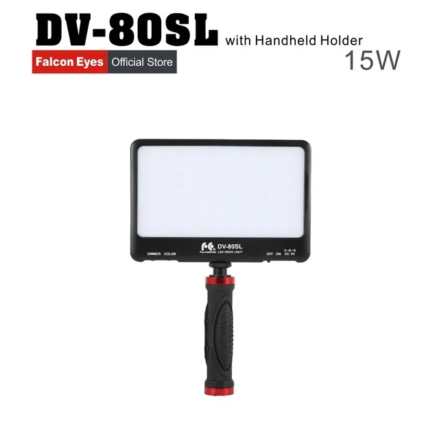 

FalconEyes 15W Portable Super Slim LED Fill LIGHT for camera or camcorder 80pcs LEDs with Handheld Holder DV-80SL CD50