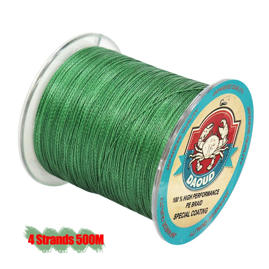 Плетеная рыболовная леска DAOUD 4 нити 500 м из ПЭ 8 10 20 30 40 50 100LB|Рыболовные лески| |