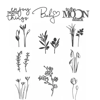 

Simplify Wildflowers Weed Words Silhouette Metal Cutting Dies for DIY Scrapbooking Paper Cards Making Decorative Crafts 2019 New